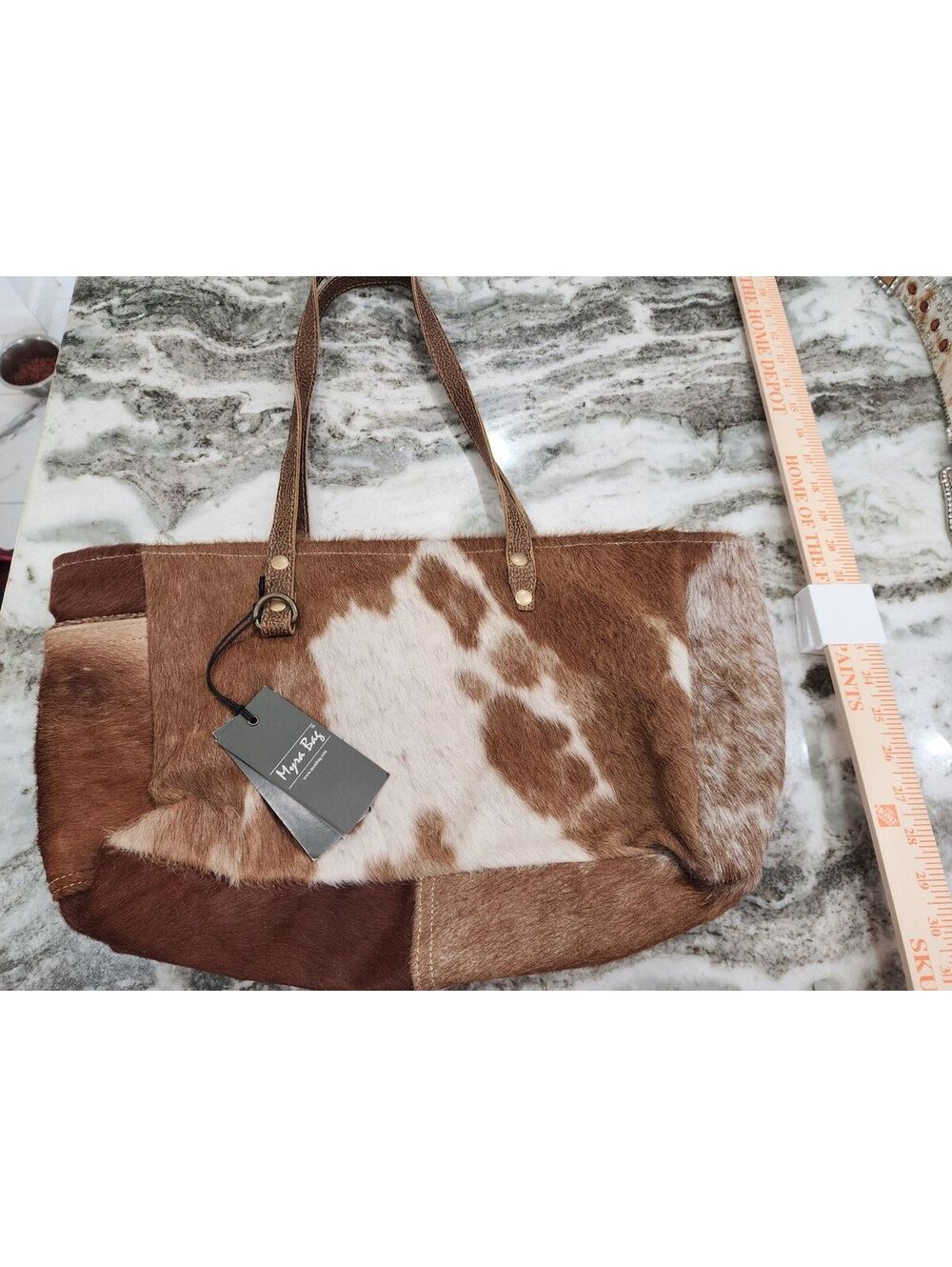 MYRE new Bag Large Cow designTote Bag with Zip Closure Interior